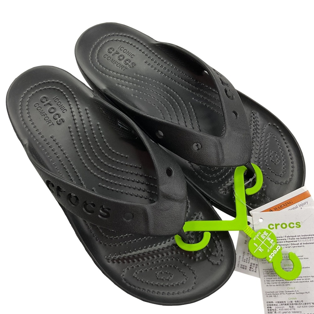 Crocs Baya Platform Flip Sandals Black Womens Size 8 209295-001 New